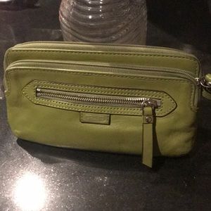 Green Coach wristlet